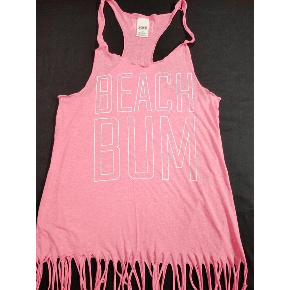 VS Victoria's Secret Pink Women's Fringed Oversized Beach Tank Cover Up